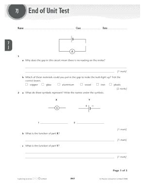 End Of Unit Test 7j Science