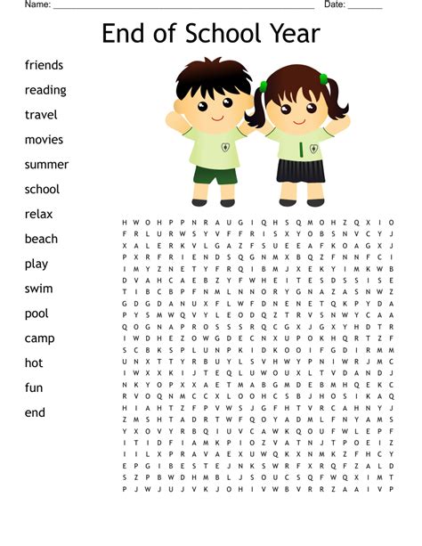 End Of Year Word Search 1st 2nd Class End Of The Year Word Search - End Of The Year Word Search