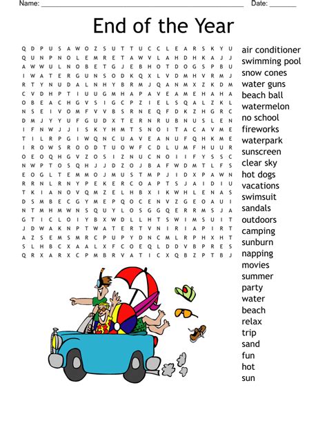 End Of Year Word Search End Of The Year Word Search - End Of The Year Word Search