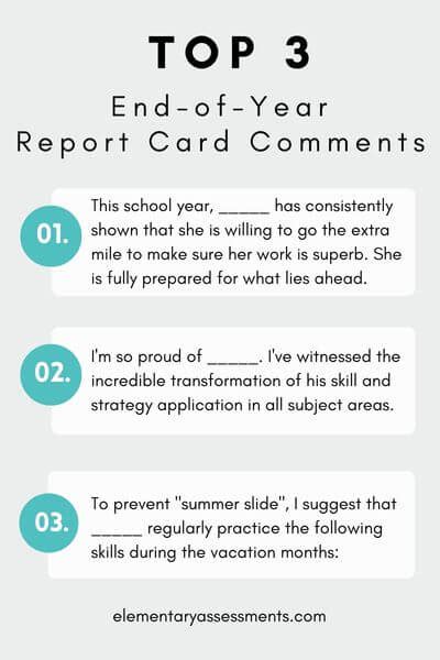 Full Download End Of Year Report Card Comments General 