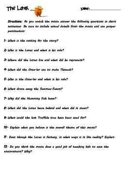 endangered species the lorax answer key