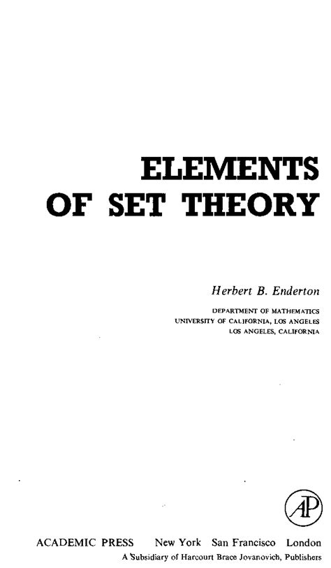 Read Online Enderton Elements Of Set Theory Solutions Daizer 