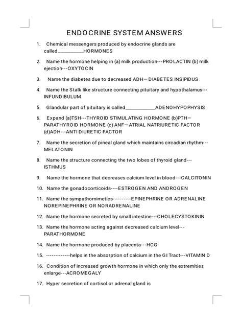 endocrine system answers prentice hall