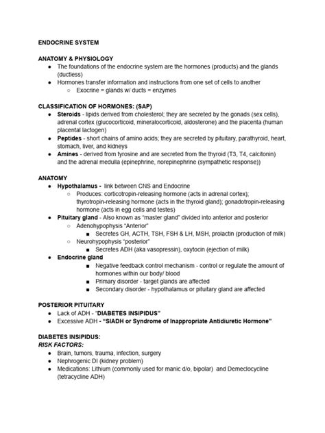 Endocrine System Review Pearson