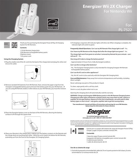 Read Online Energizer Pl 7522 User Guide 