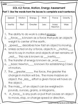 Energy And Motion 4th Grade Worksheets Learny Kids Energy And Collisions 4th Grade - Energy And Collisions 4th Grade