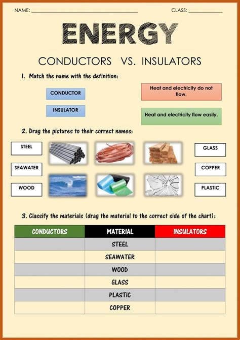 Energy Conductors And Insulators Worksheet Live Worksheets Insulators And Conductors Worksheet - Insulators And Conductors Worksheet