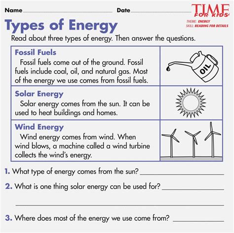 Energy Resources Fifth Grade Science Worksheets And Answer Energy Science 5th Grade Worksheet - Energy Science 5th Grade Worksheet