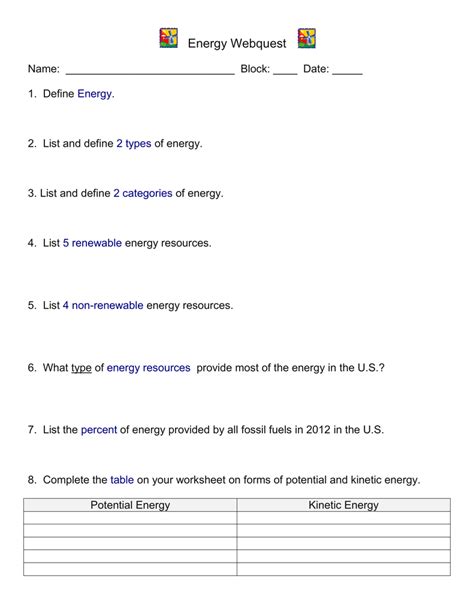 Energy Webquest