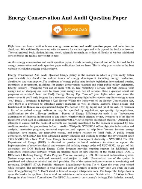 Full Download Energy Conservation And Audit Question Paper 