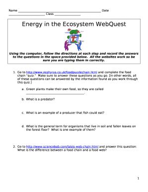 Full Download Energy In The Ecosystem Webquest 