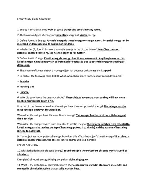 Read Online Energy Study Guide Answers 