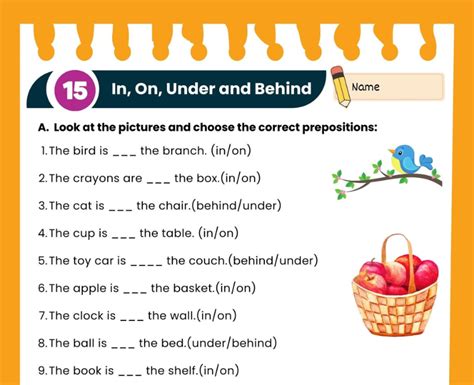 Engaging Preposition Worksheet In On Under Behind Prepositions Worksheets For Grade 2 - Prepositions Worksheets For Grade 2