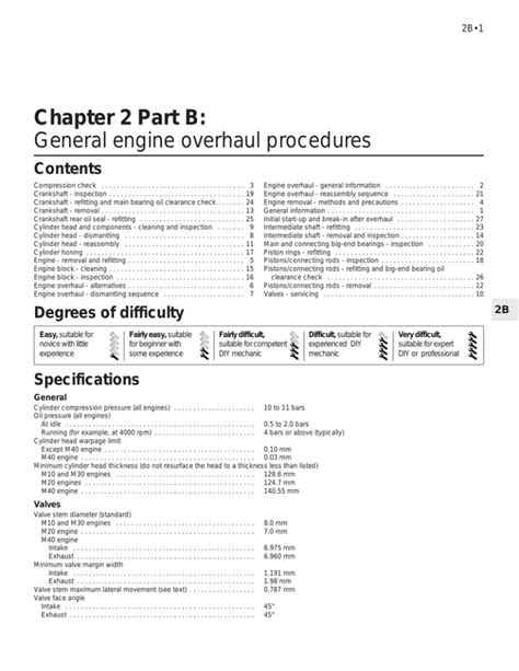 Engine Identification Overhaul Procedures General