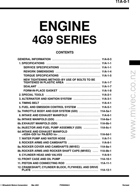 Engine Workshop Manual 4g9 W E