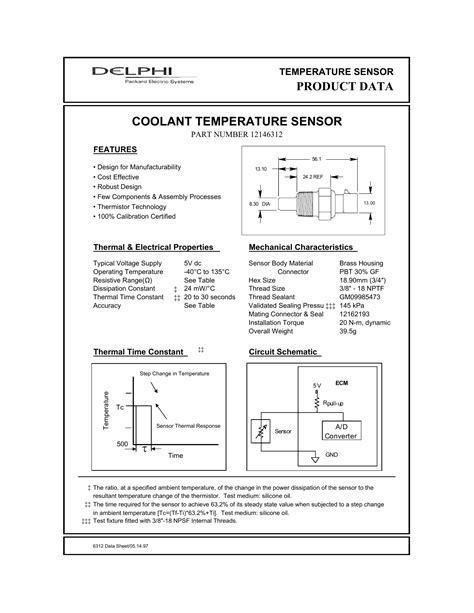 Read Online Engine Coolant Temperature Sensor Datasheet Application 