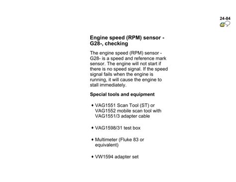 Read Engine Speed Rpm Sensor G28 Checking 