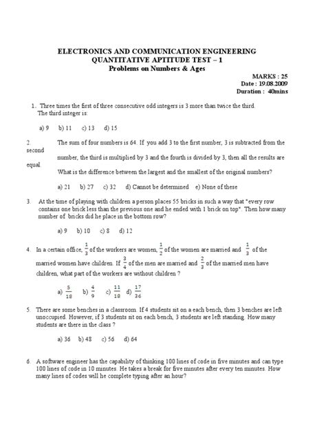 Engineering Aptitude Test Williams