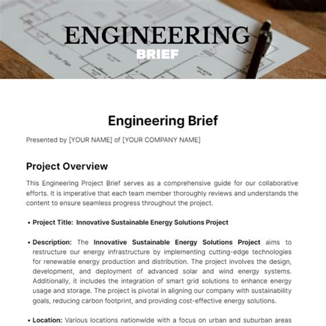 Engineering Design Brief Template Example
