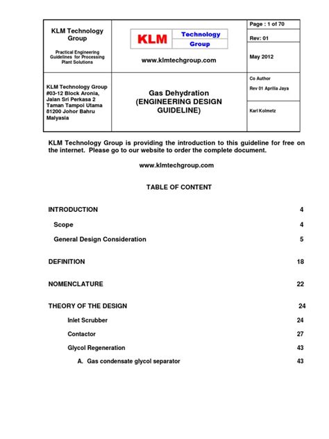 Engineering Design Guidelines Gas Dehydration Rev01web