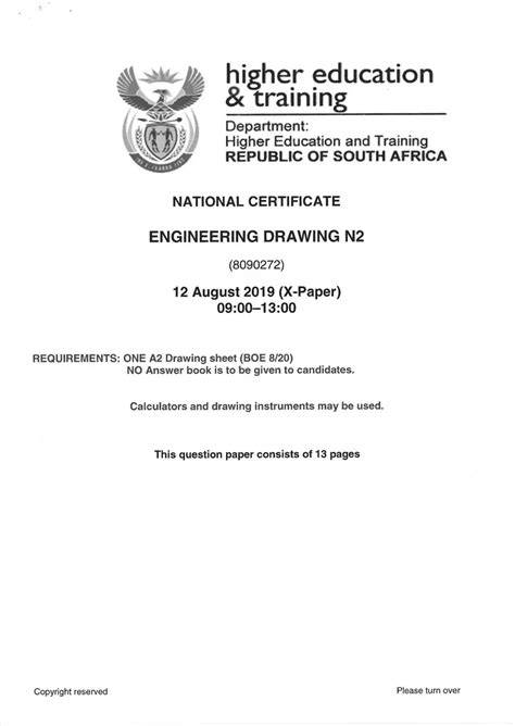 engineering drawing n2 exam papers