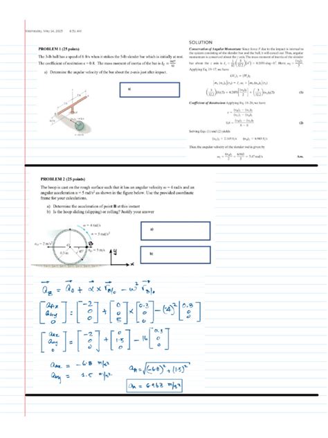Engineering Dynamics Final Exam