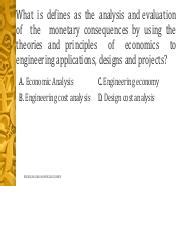 Engineering Economics Analysis For Evaluation Of Alternatives