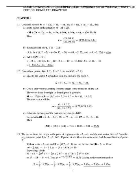 Engineering Electromagnetics 8th Edition Solution