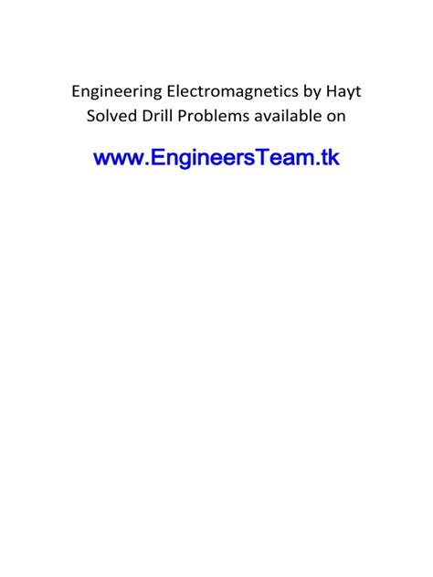 Engineering Electromagnetics Drill Problems Solutions Chapter 2