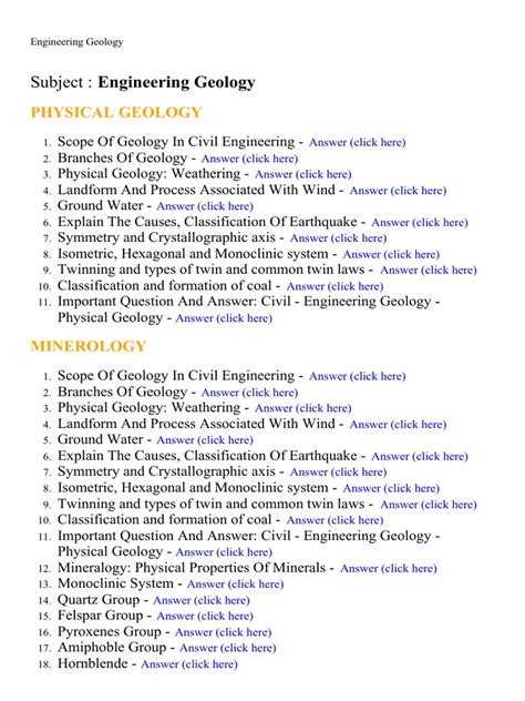 Engineering Geology Lecture Notes