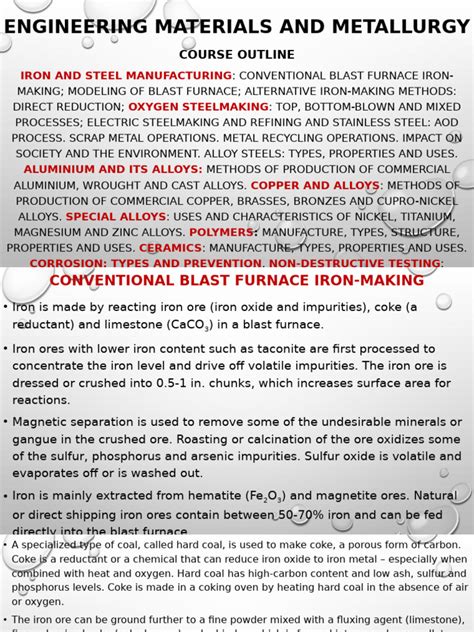 Engineering Materials And Metallurgy Study Notes