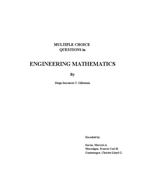 Engineering Mathematics Multiple Choice Questions With Answers