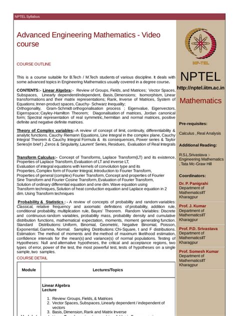 Engineering Mathematics Syllabus