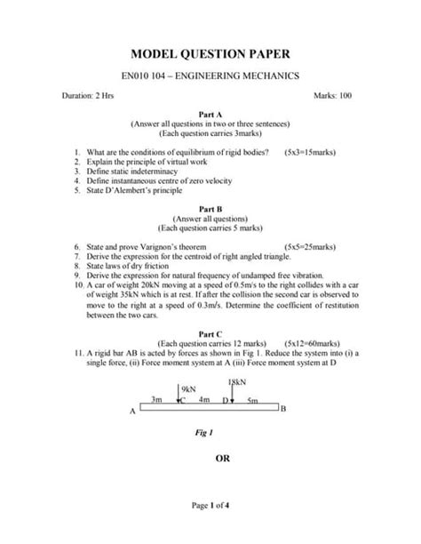 Engineering Mechanics Model Ans Paper