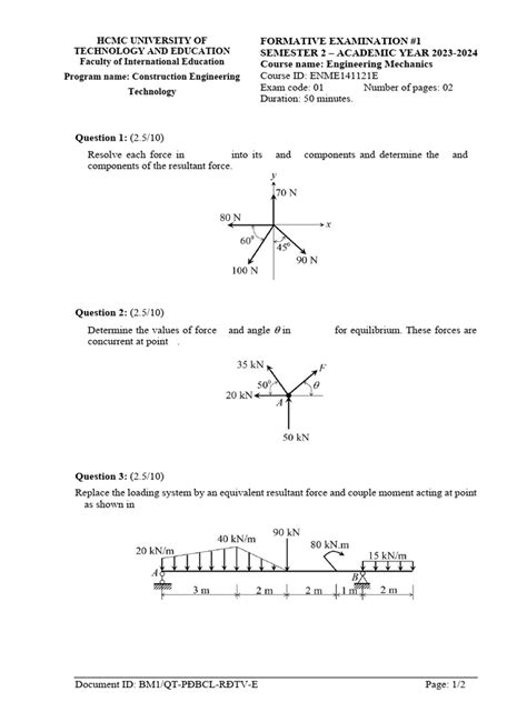 Engineering Mechanics Second Semester Two Mark