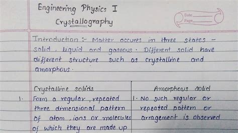 Engineering Physics 1 Year Crystallography Notes