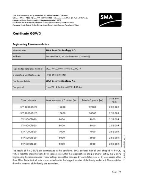 Engineering Recommendation G59 Recommendations For The