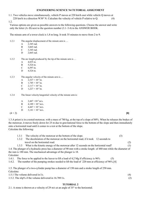 Engineering Science N4 Question Paper And Memo