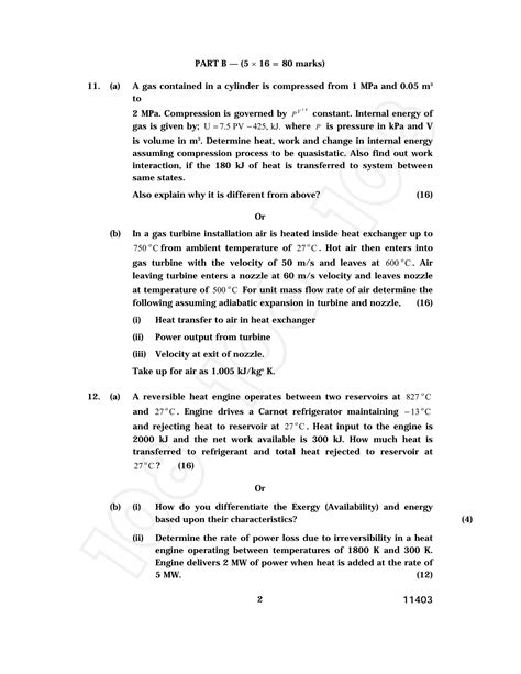 Engineering Thermodynamics Question Paper