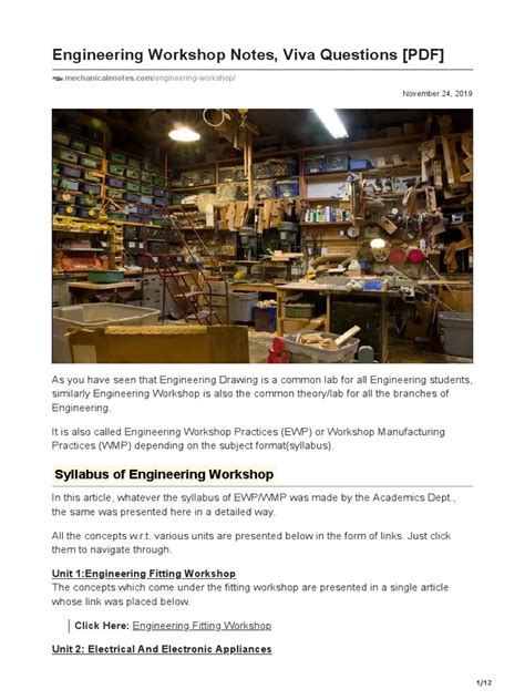 engineering workshop viva mechanical first sem
