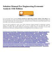 Read Online Engineering Economic Analysis 11Th Edition Solutions Manual 
