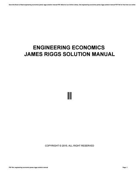 Read Engineering Economics James L Riggs Solution Manual 