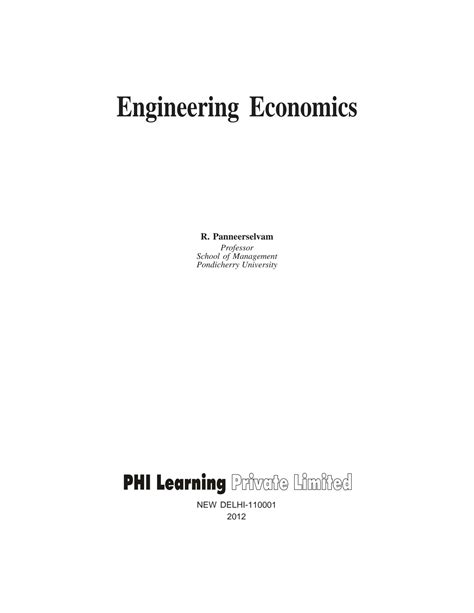 Read Engineering Economics R Panneerselvam Solution 