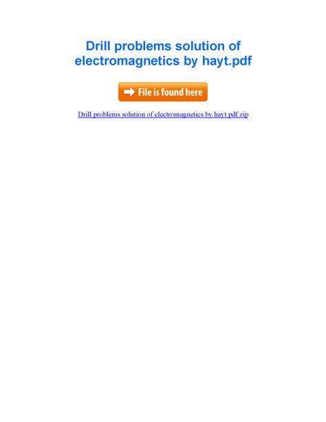Read Engineering Electromagnetics Hayt Drill Problem Solution 