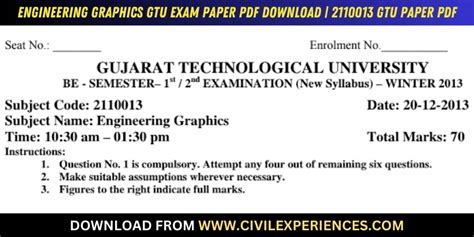 Full Download Engineering Graphics Question Paper Of Gtu 2013 