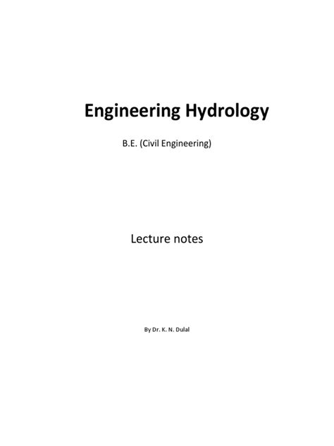 Download Engineering Hydrology Lecture Notes Pdf 
