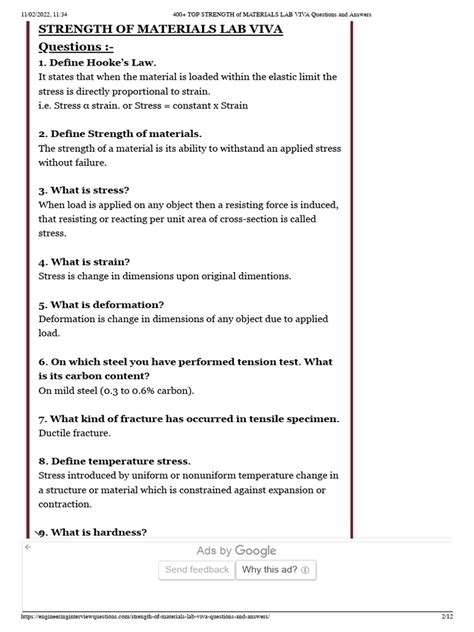 Read Engineering Materials And Measurement Lab Viva Questions 