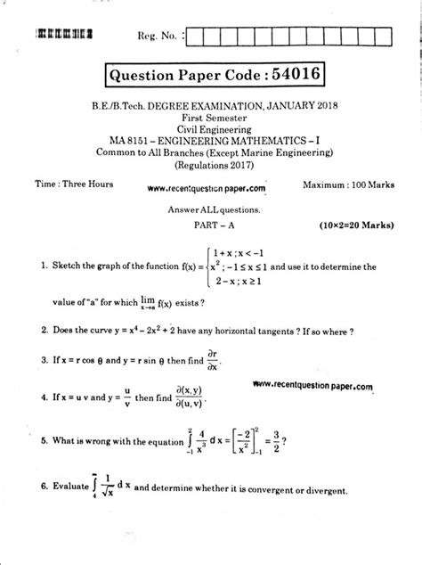 Read Online Engineering Mathematics 1 Previous Question Papers 