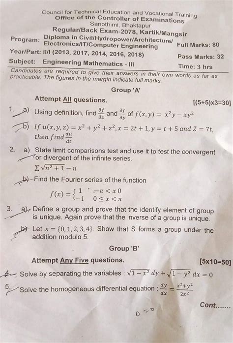 Download Engineering Mathematics Question Paper For Solapur University 