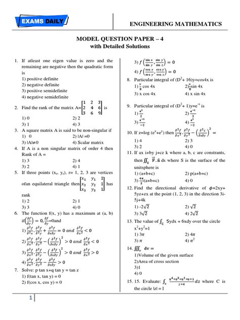 Read Engineering Maths Question Paper 